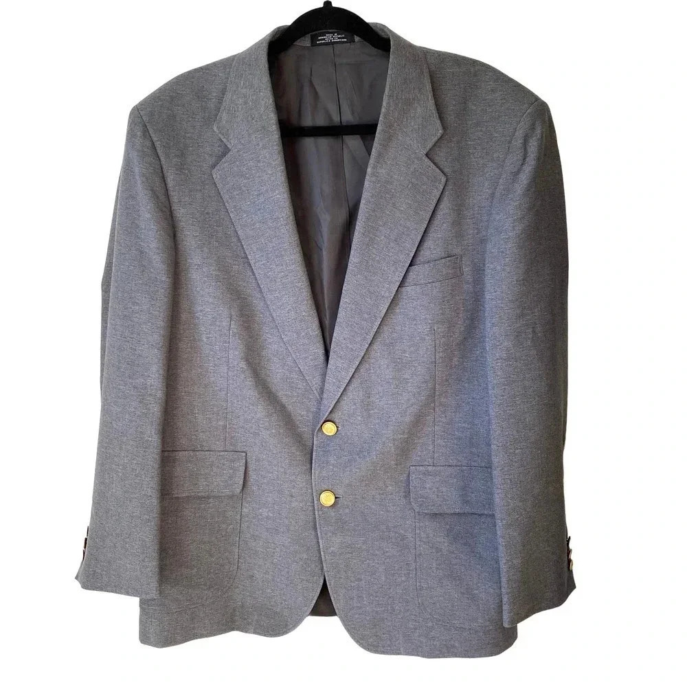 David Taylor Gray 2 Buttons Jacket Blazer Suit Mens Size 42R Pocket